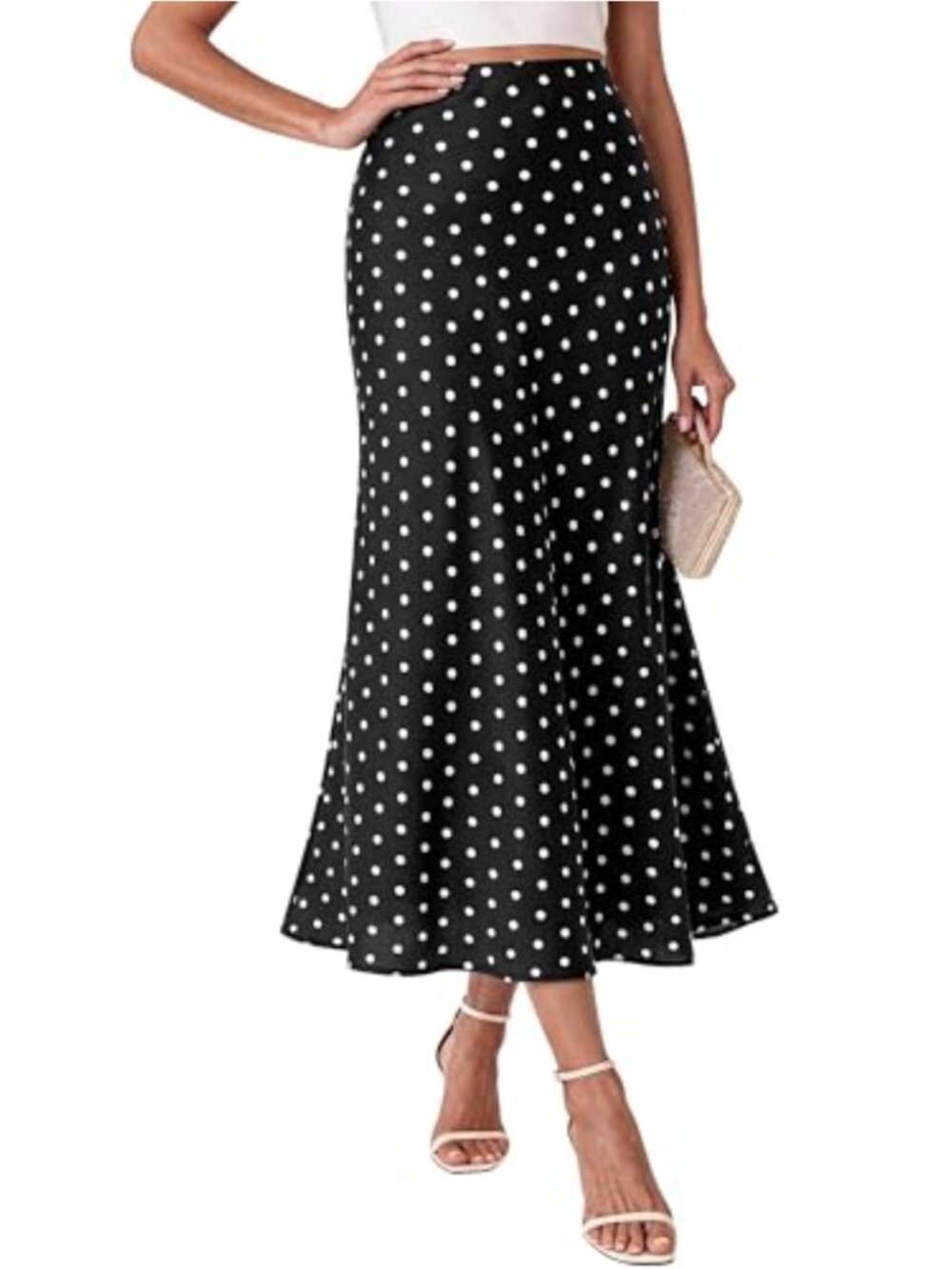 Satin Midi Skirt High Waisted A Line Silk Like Party Cocktail